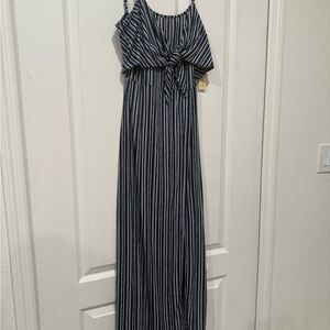 NWT Women’s Derek Heart Striped Navy and White Maxi Dress size L